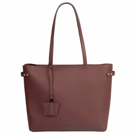 Plum Classic Tote Bag – Rexine, Zip Closure, Open Compartment